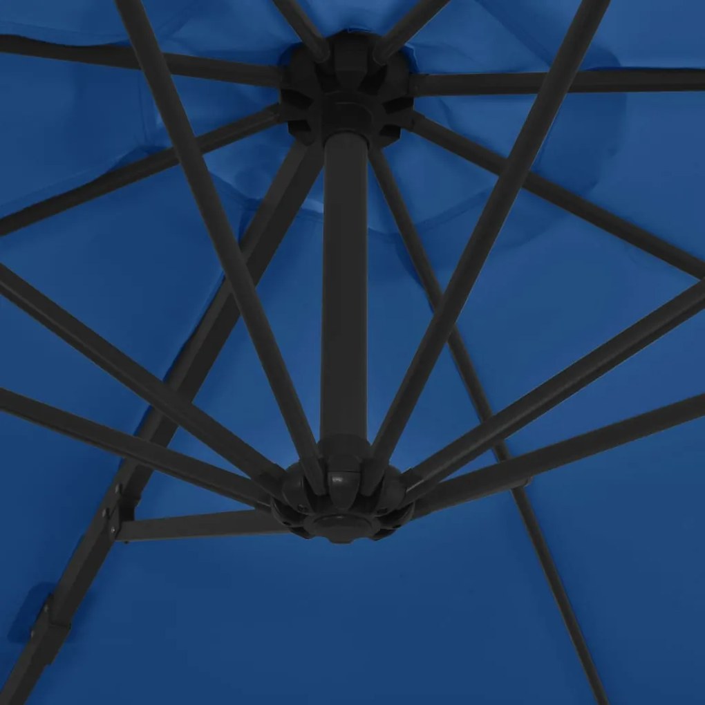 Guarda-sol jardim cantilever com poste de aço 300 cm azul ciano