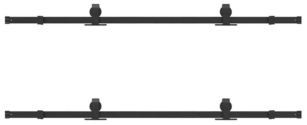 Kit de ferragens para porta deslizante 366 cm aço preto