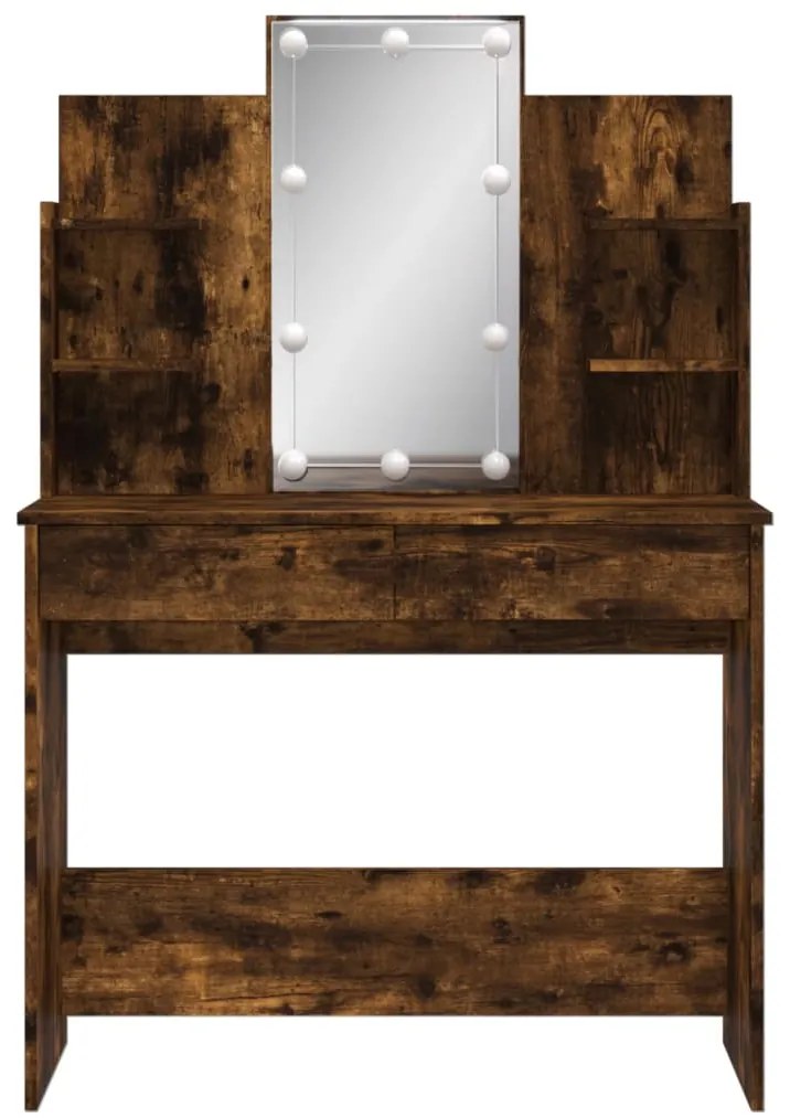 Toucador com luzes LED 96x40x142 cm carvalho fumado