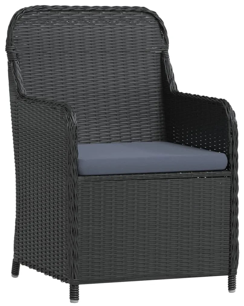 5 pcs conjunto de jantar p/ jardim c/ almofadões preto