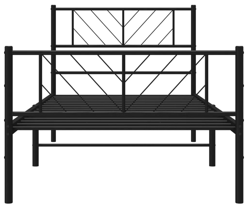 Estrutura de cama com cabeceira e pés 100x190 cm metal preto