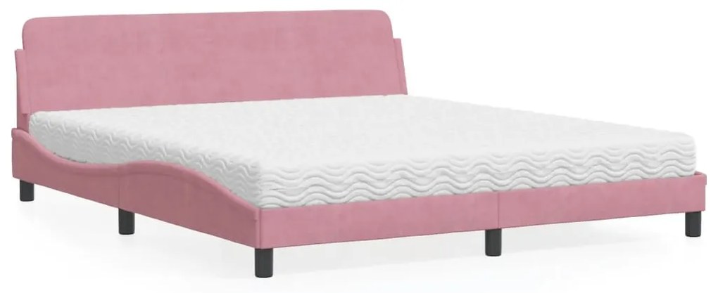 Cama com colchão 180x200 cm veludo rosa