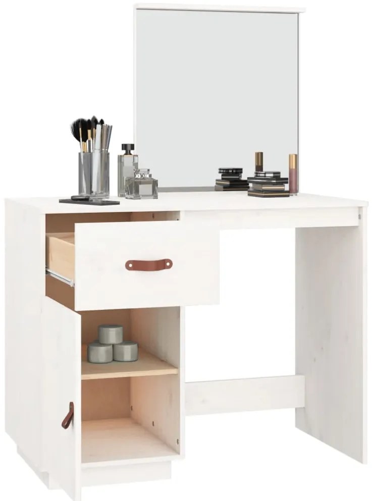 Toucador 95x50x134 cm madeira de pinho maciça branco