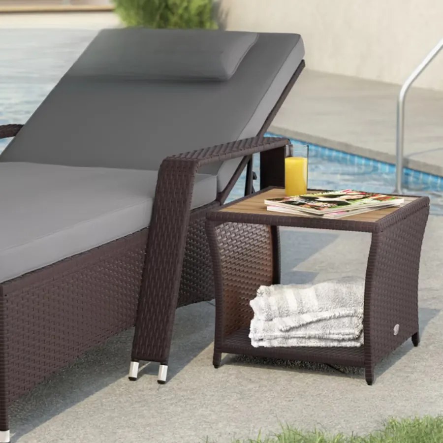 Mesa de apoio Jardim Polyrattan 45x45x40cm castanha
