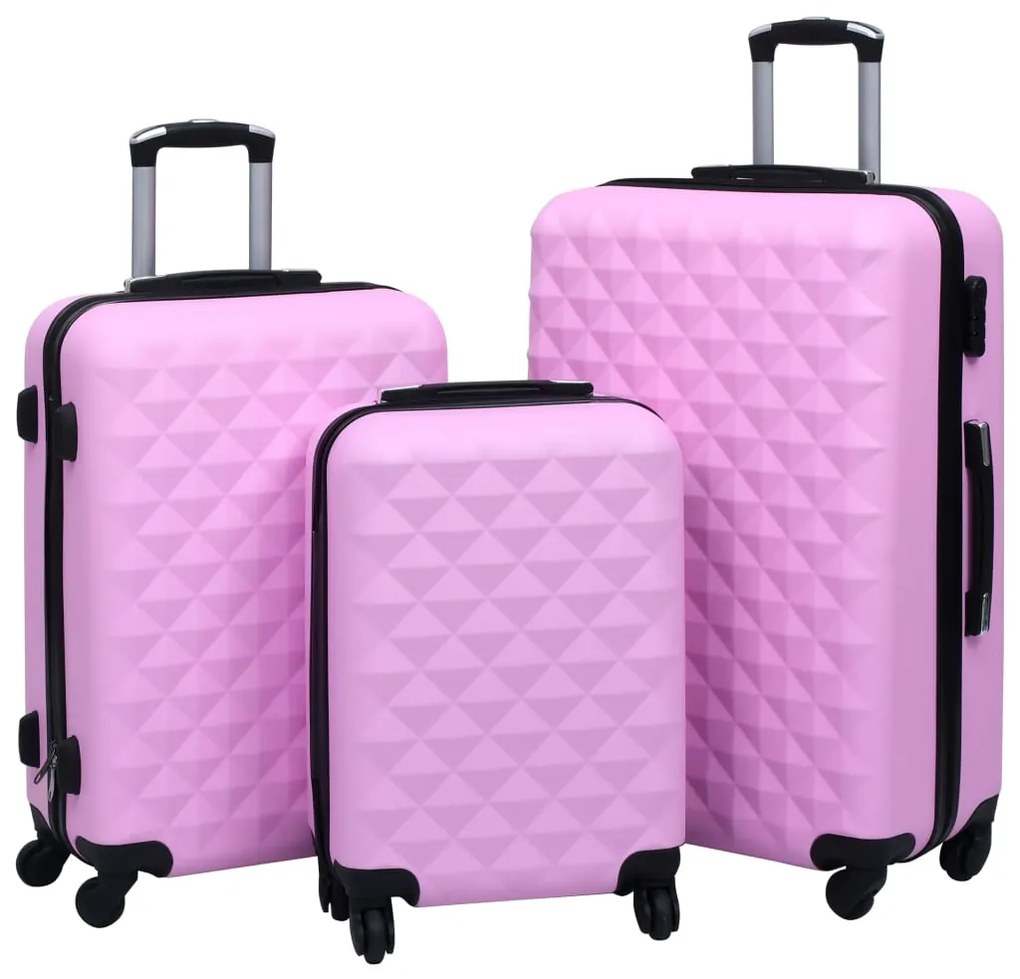 vidaXL Conjunto de tróleis estojo rígido 3 pcs ABS rosa