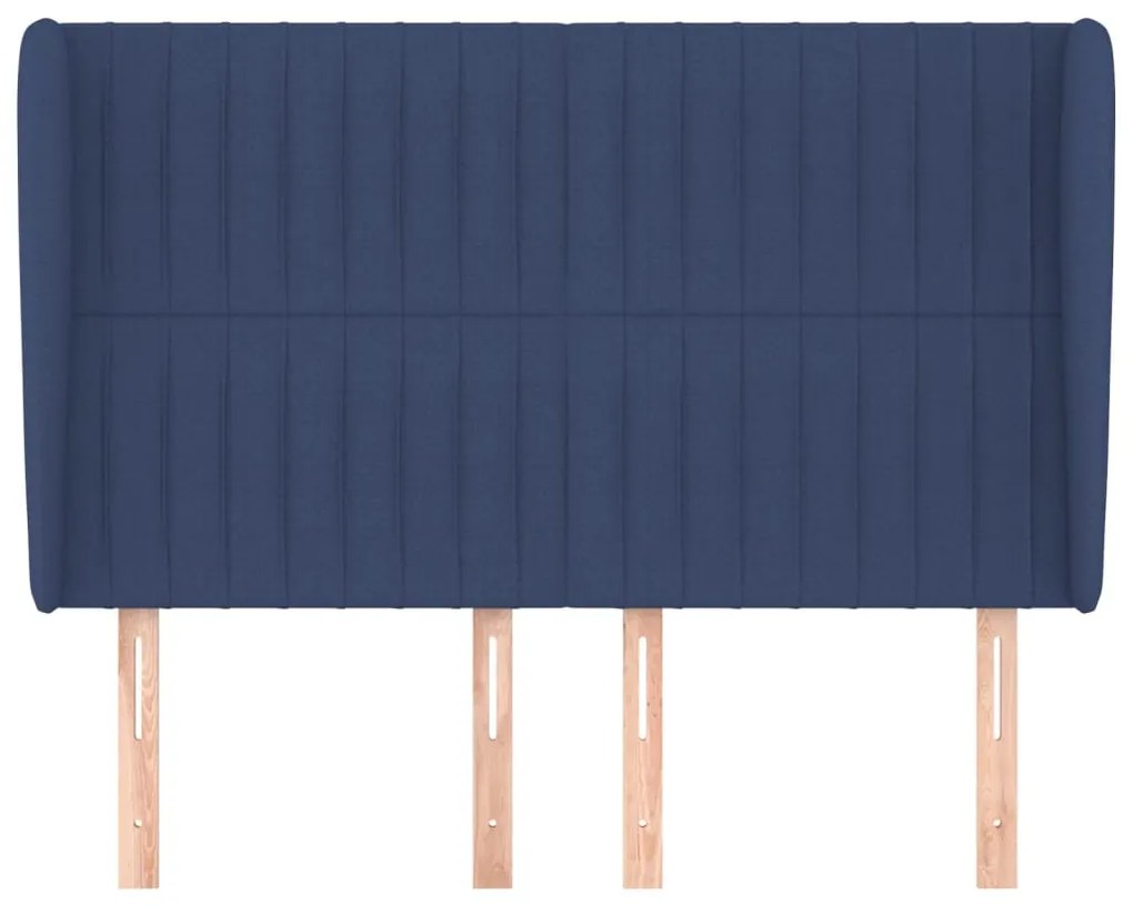 Cabeceira de cama c/ abas tecido 147x23x118/128 cm azul