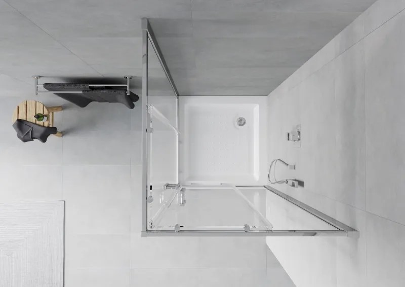 Mexen Rio cabine de duche quadrada 80 x 80 cm, transparente, cromada + base, branco - 860-080-080-01-00-4510