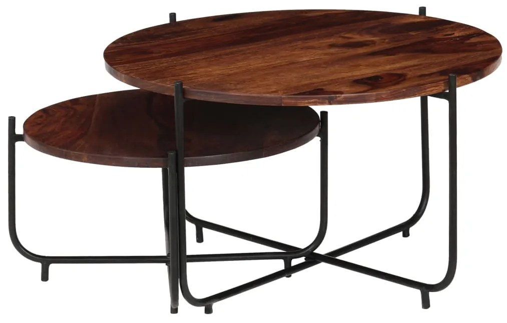 Conj. mesas de centro 2 pcs madeira de acácia maciça 60x35 cm