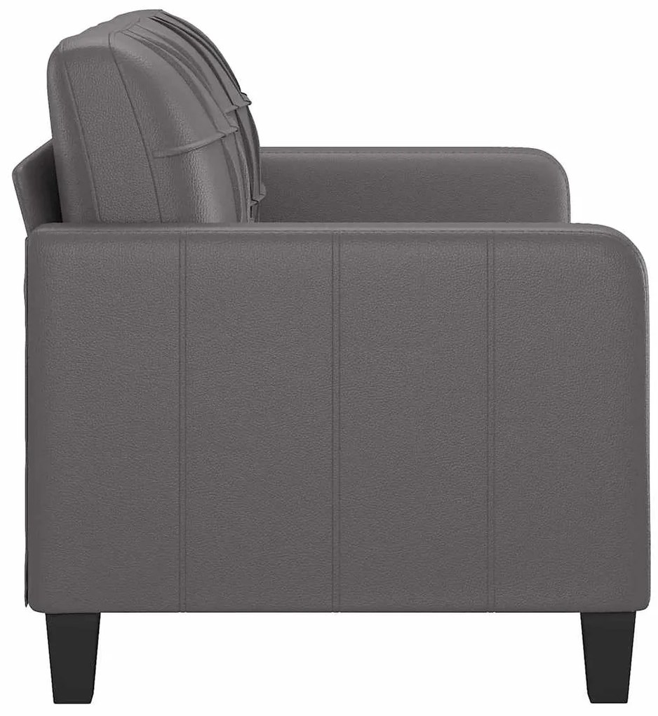 Sofá de 2 lugares 140 cm couro artificial cinza