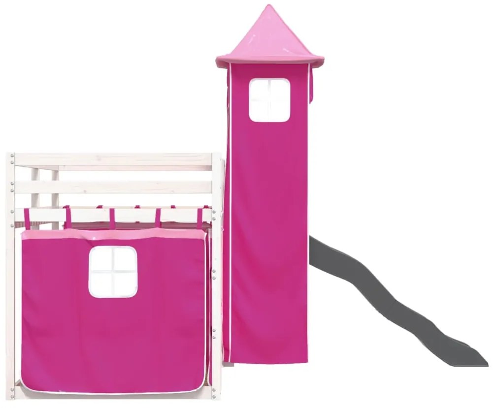 Beliche com escorrega e cortinas 90x200 cm rosa