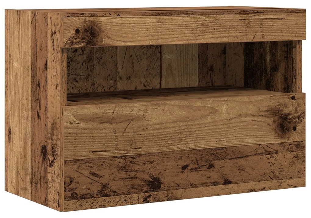 Gabinete de TV vidaXL com Luzes LED Madeira Antiga 60x30x40 cm