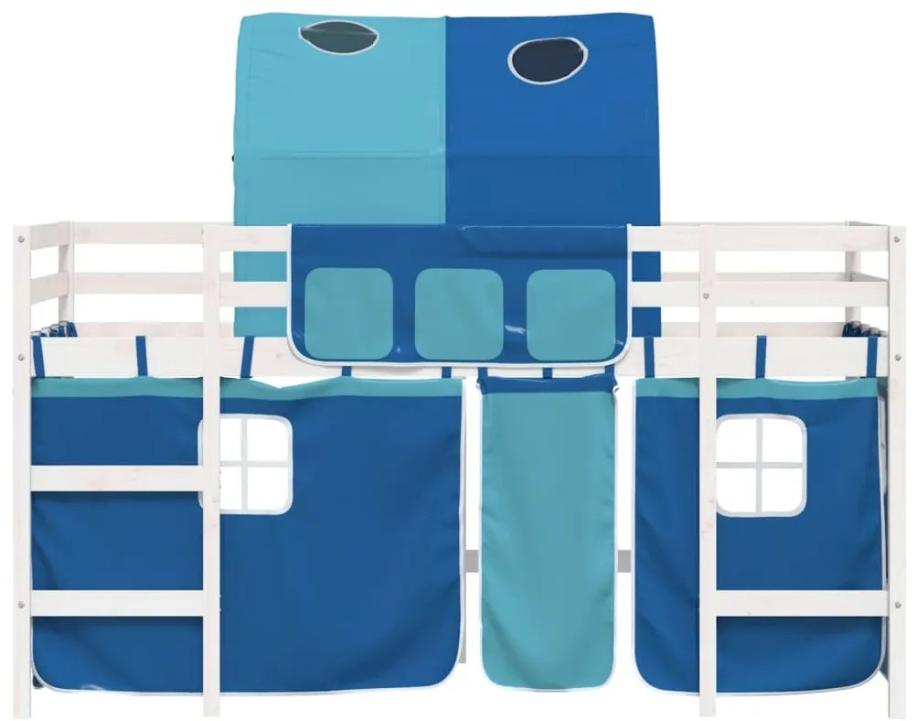 Cama alta p/ criança c/ túnel 90x190 cm pinho maciço azul