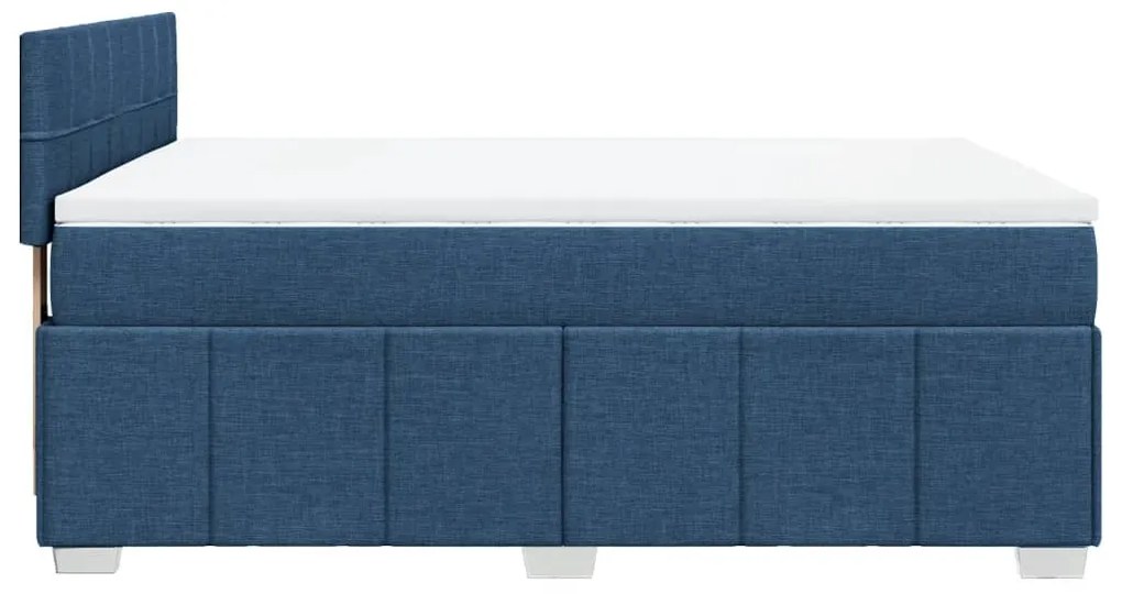 Cama com molas/colchão 140x200 cm tecido azul