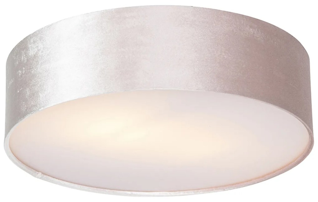 Candeeiro de teto moderno rosa 40 cm com interior dourado - Drum Moderno