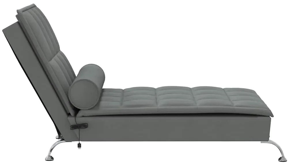 Chaise lounge de massagem com rolo tecido cinzento-escuro