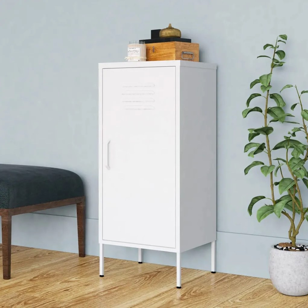 vidaXL Armário de arrumação aço 42,5x35x101,5 cm branco