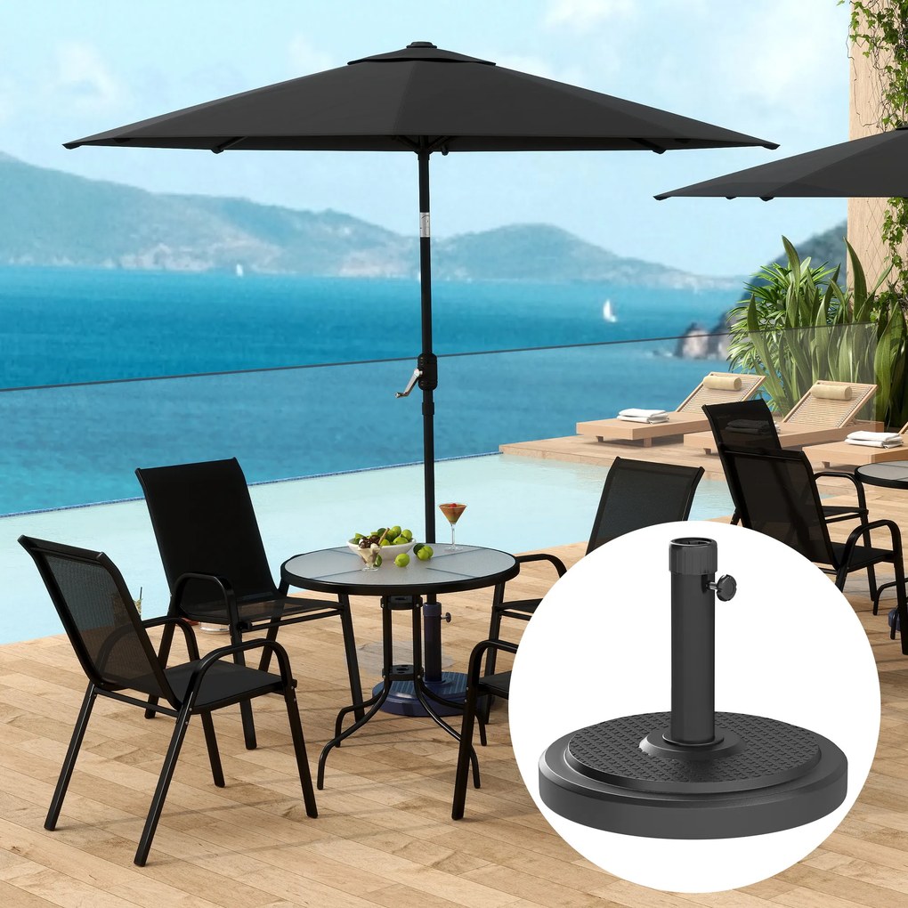 Base para guarda-sol de exterior Ø 48 x 38,5 cm para mastros com Ø 38 e 48 mm, peso líquido 22 kg, em metal preta