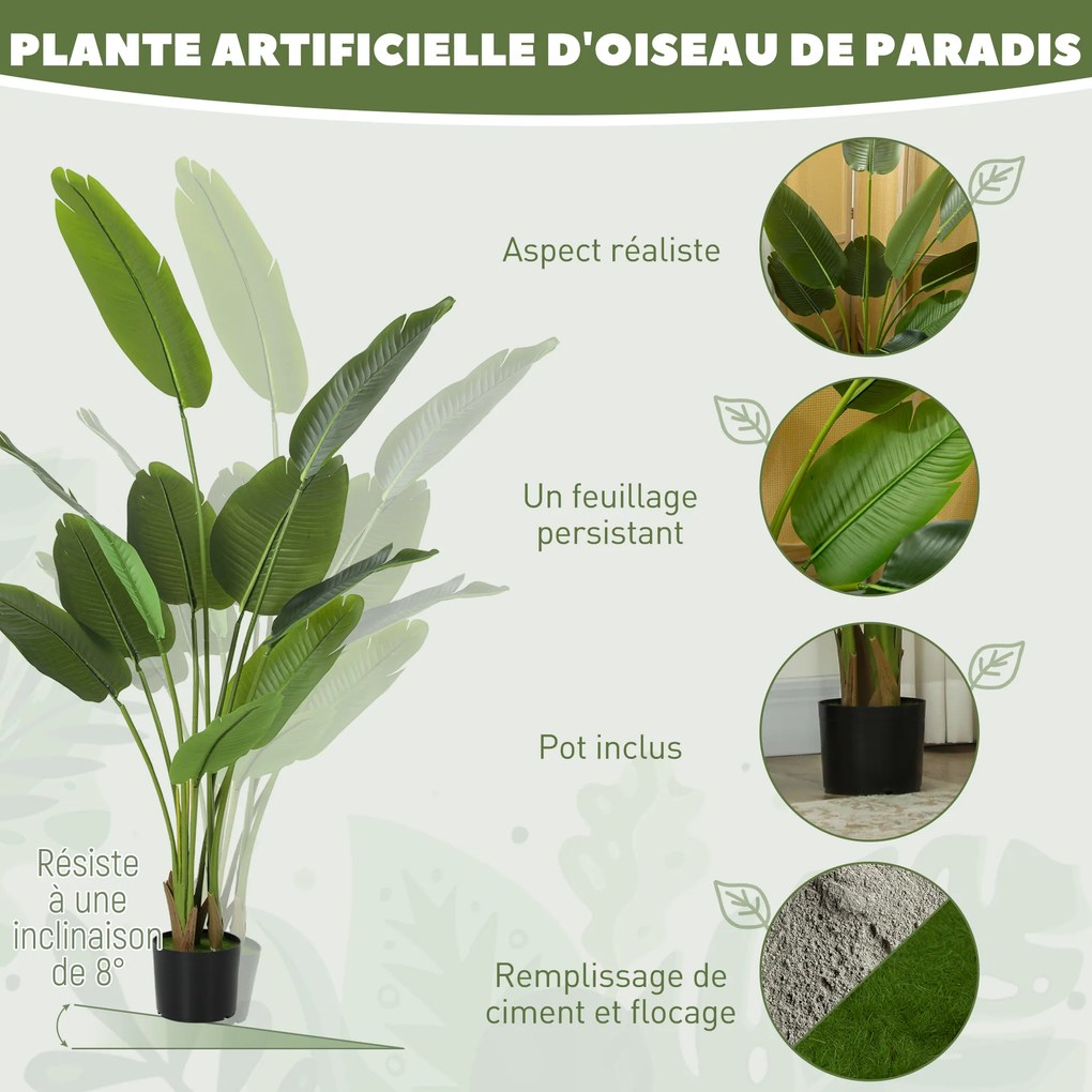 Planta artificial de interior com 160 cm, árvore artificial com vaso de plástico e substrato com efeito flocado, verde