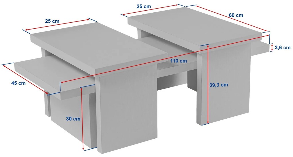 Mesa de Café Sanctuary – Branco Madeira – 110x39,3x45 cm