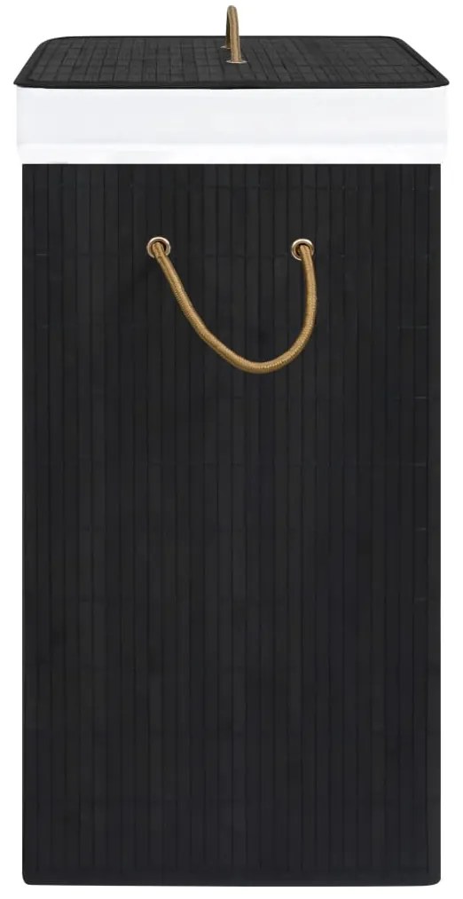 Cesto para roupa suja c/ secção única bambu preto
