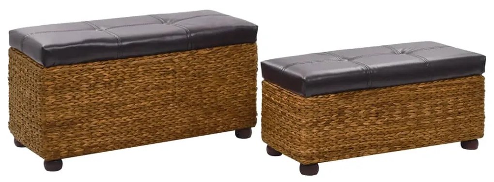 Conjunto de bancos 2 pcs erva marinha castanho