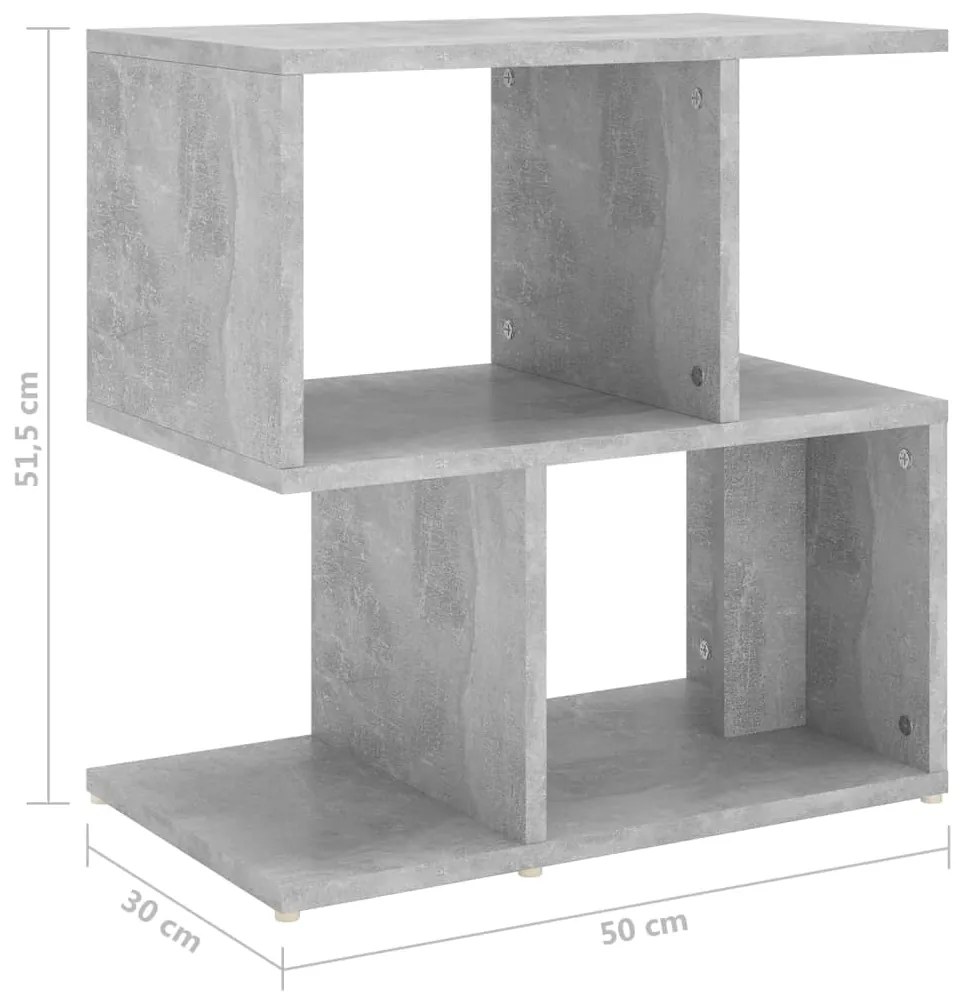 Mesas de cabeceira 2 pcs 50x30x51,5 cm contrapl. cinza cimento