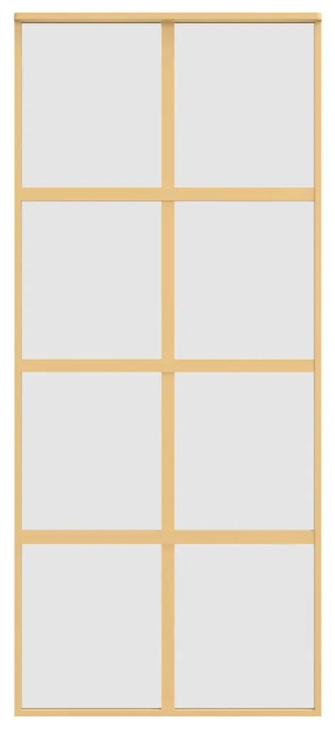 Porta deslizante 90x205 cm vidro ESG fosco/alumínio dourado