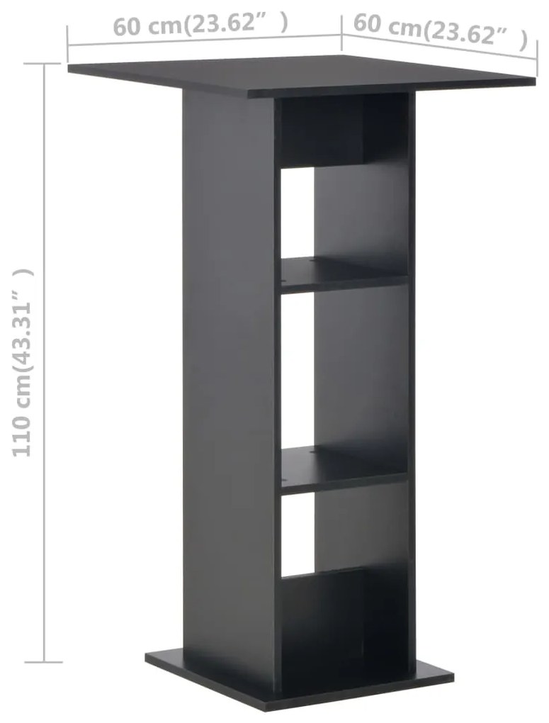 Mesa de bar 60x60x110 cm preto