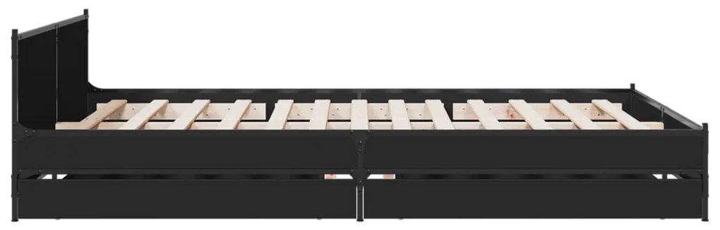 Estrutura de cama c/ gavetas 150x200 cm derivados madeira preto