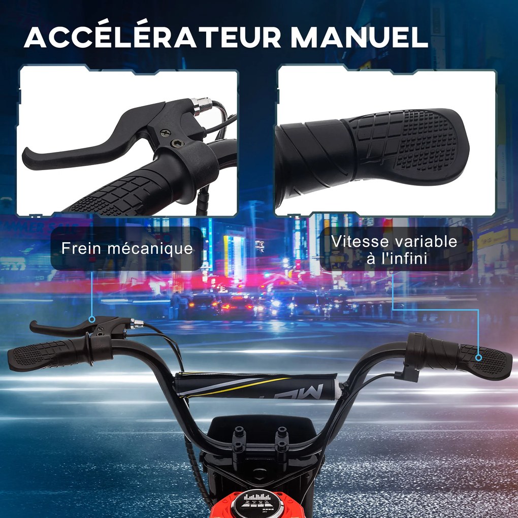 Mota de motocross elétrica para crianças, moto elétrica infantil, motor de 350 W, bateria de 12 V, 8-16 km/h, pneus insufláveis de 12'', vermelha