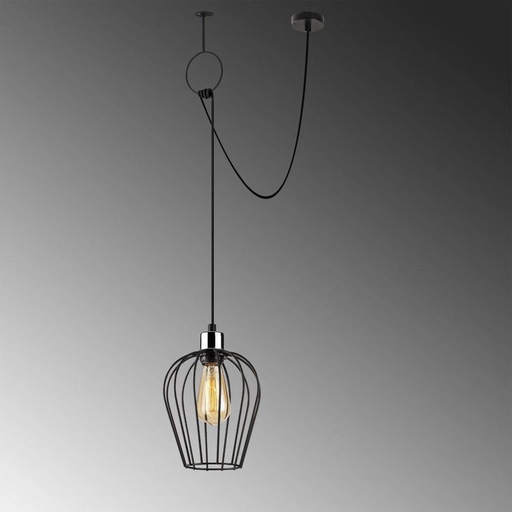 Candeeiro de Teto Tel – Preto – 80 x 20 cm