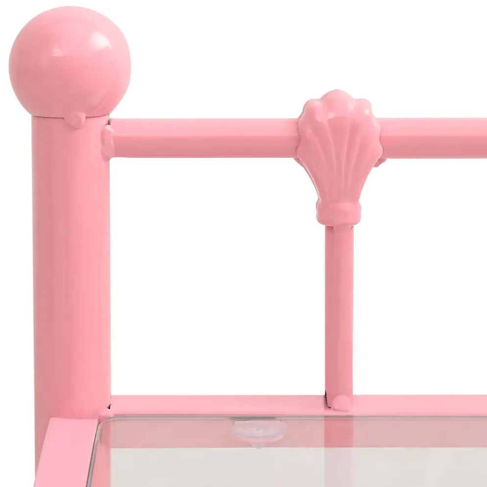 Mesas de cabeceira 2 pcs metal rosa e vidro transparente