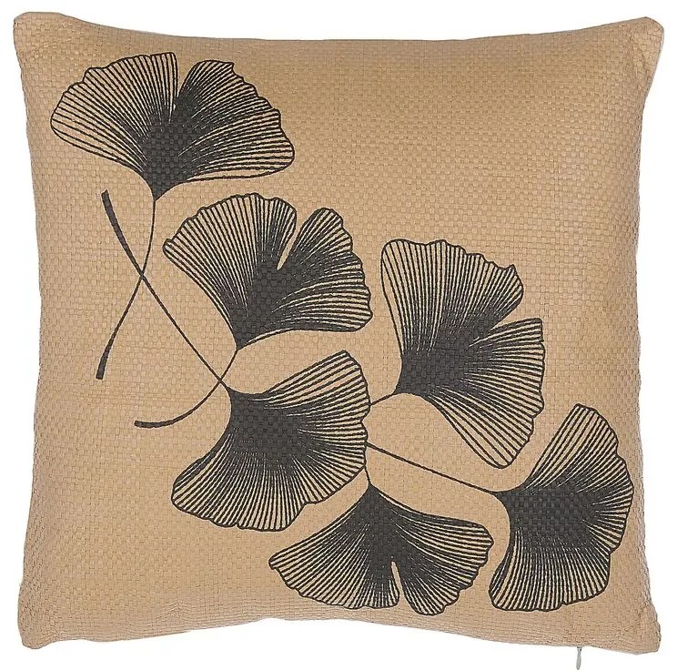 Almofada decorativa creme com folhas 45 x 45 cm WAKAD Beliani