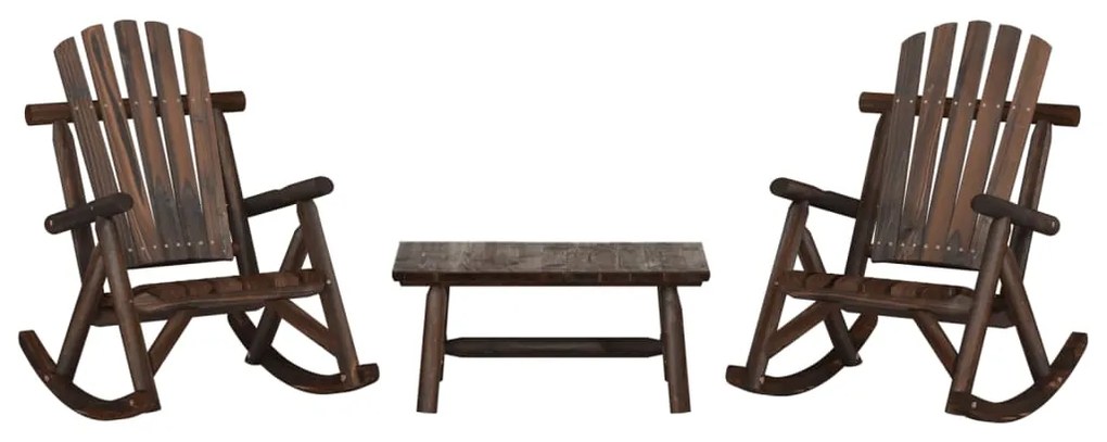 3 pcs conjunto lounge de jardim madeira de abeto maciça