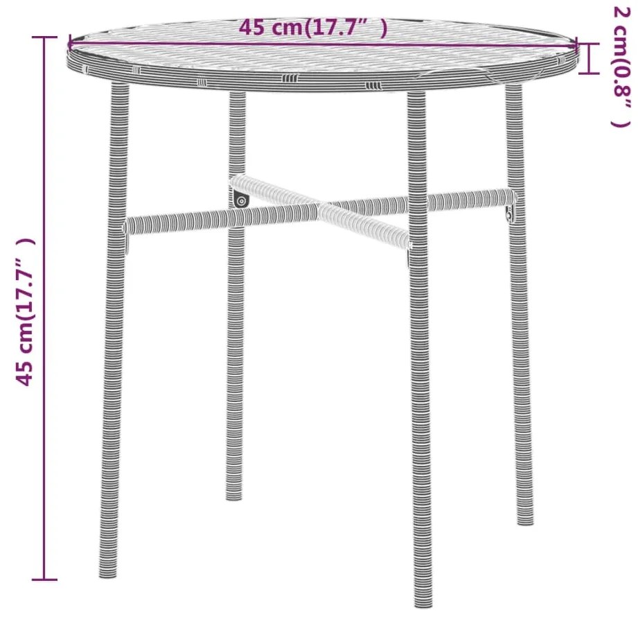 3 pcs conjunto de jantar para jardim vime PE preto