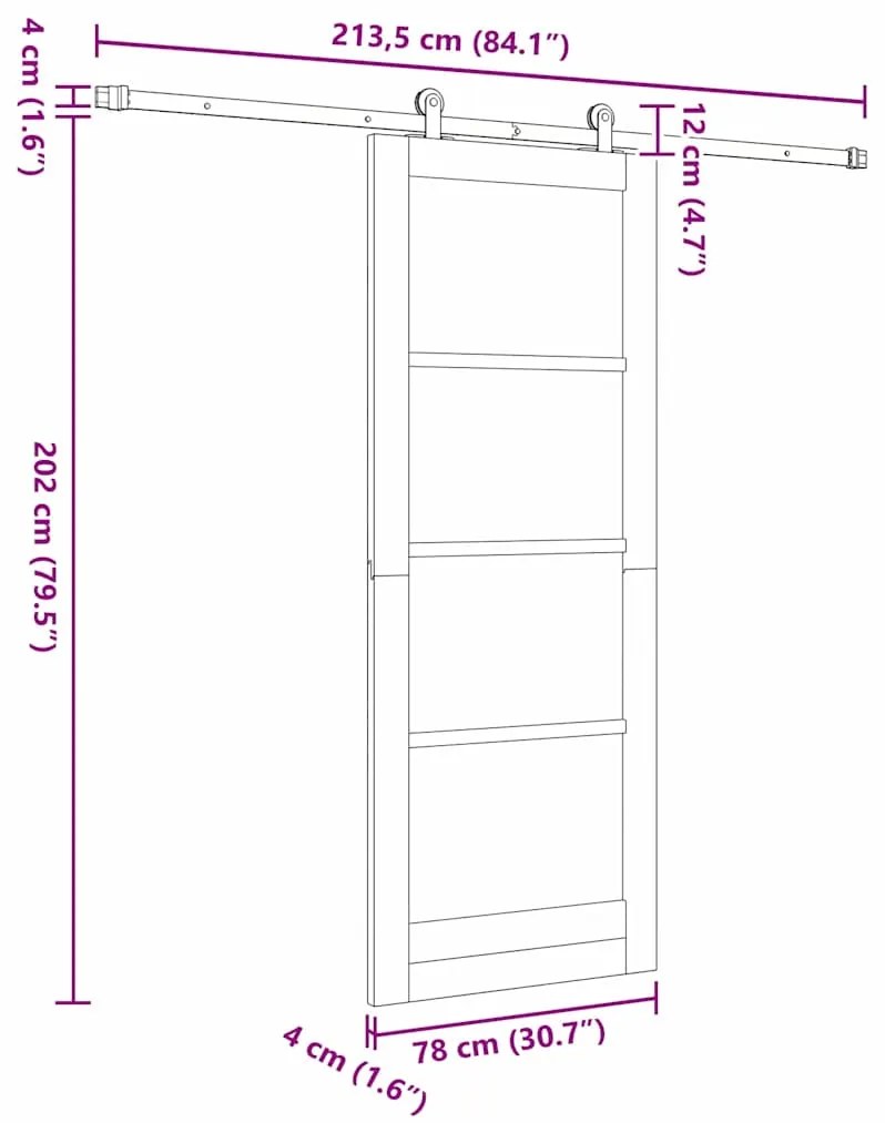 Porta Deslizante vidaXL com Conjunto de Hardware 'ORKDAL'Branca em Mad