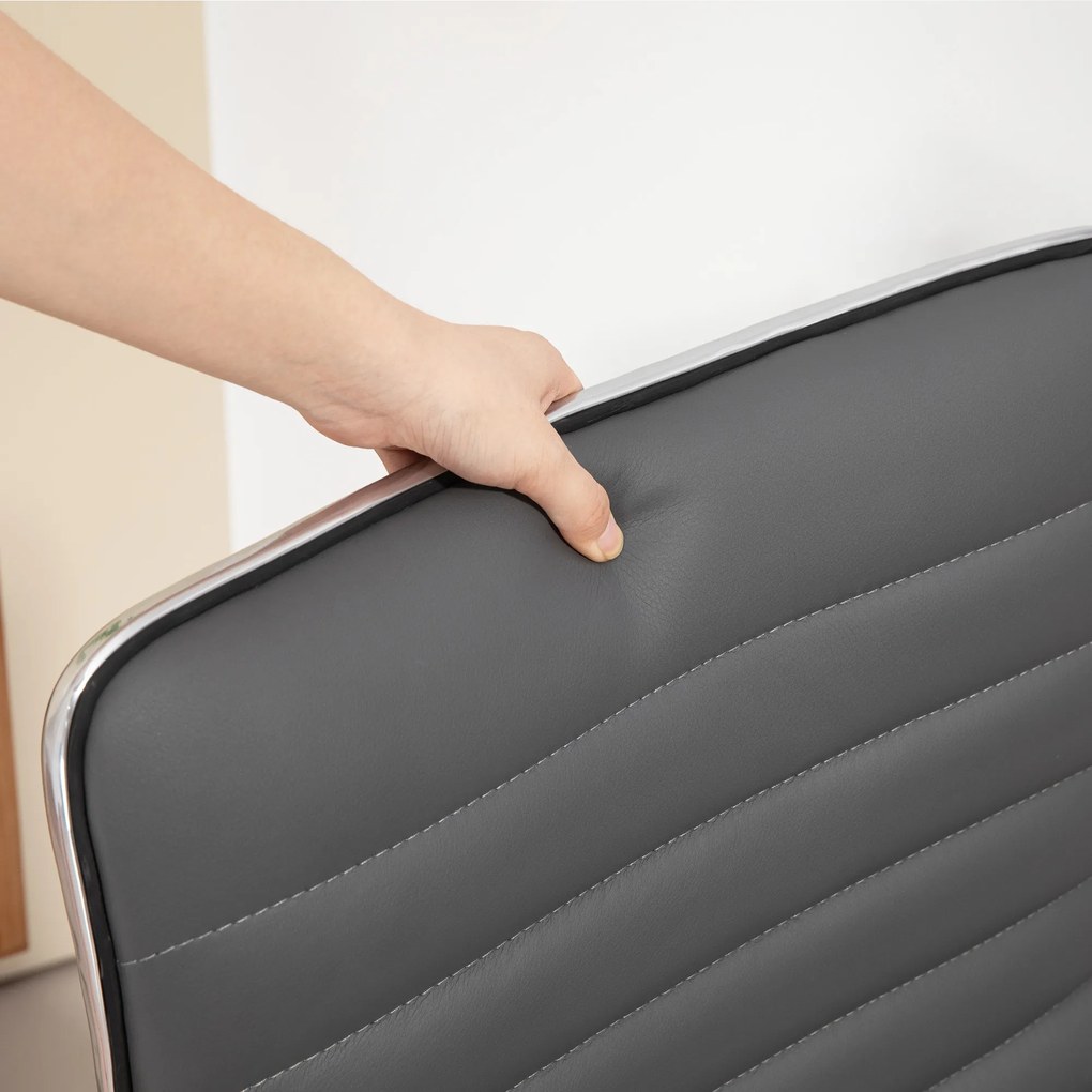 Cadeira de Escritório sem Apoio para os Braços Cadeira de Escritório Giratória com Altura Ajustável 48x52x78-90 cm Cinza