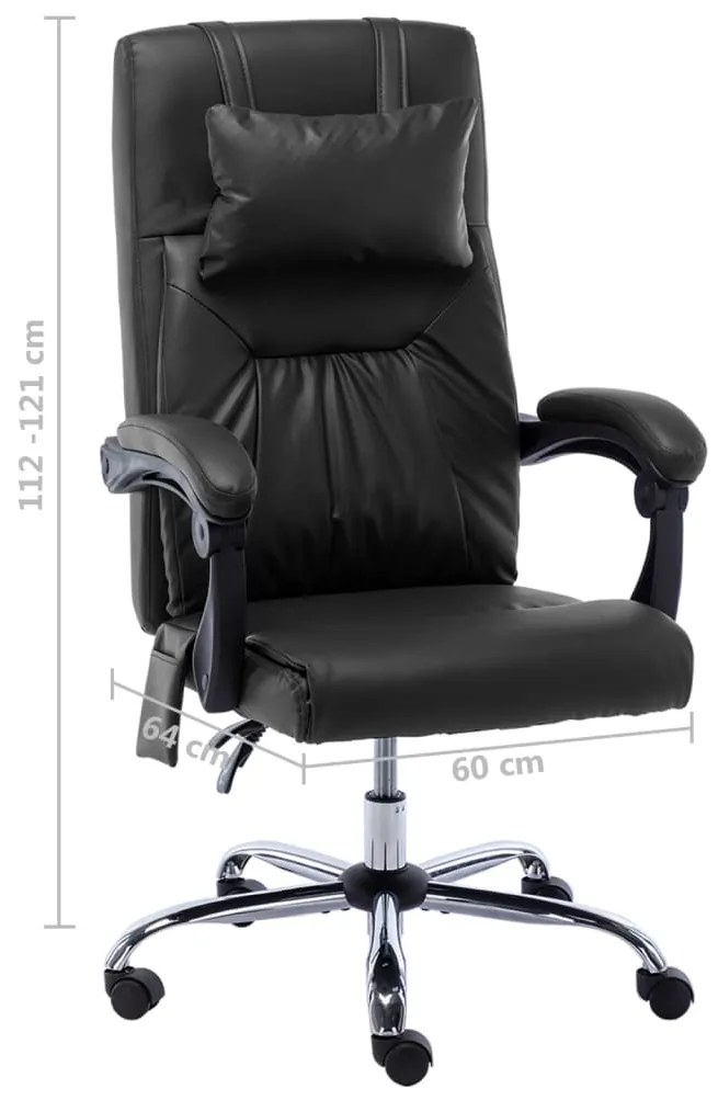 Cadeira de escritório c/ função massagem couro artificial preto