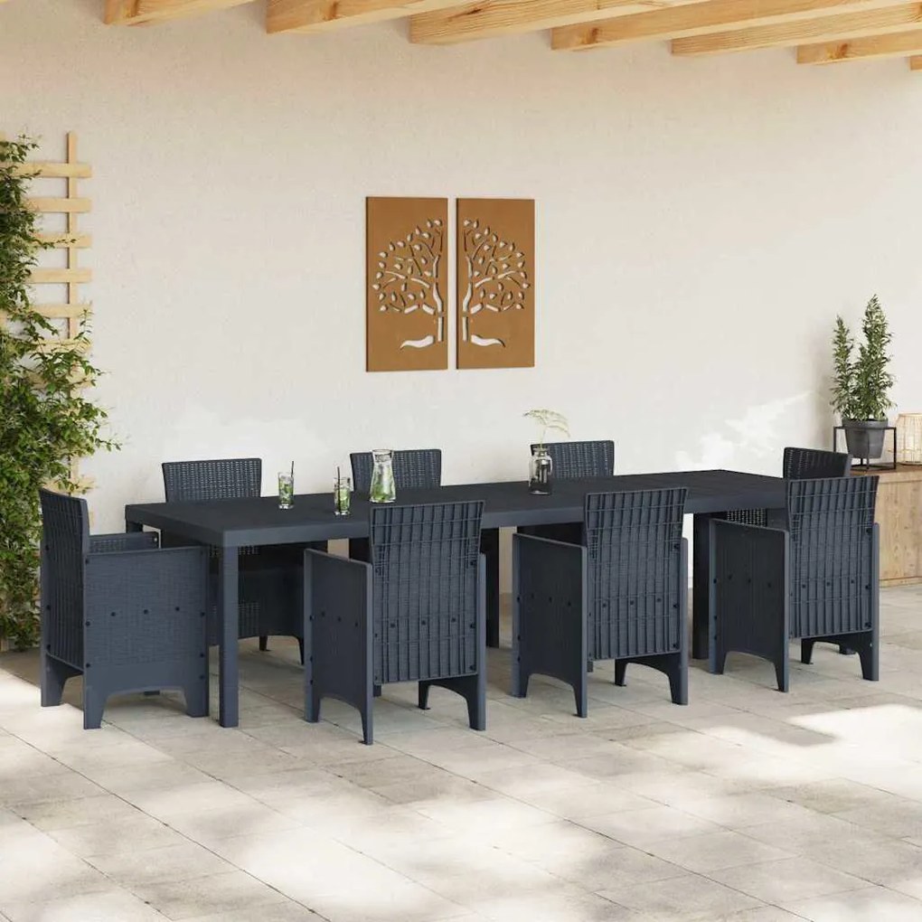 Mesa de Jardim vidaXL Antracite 300x100x73 cm Poly Rattan