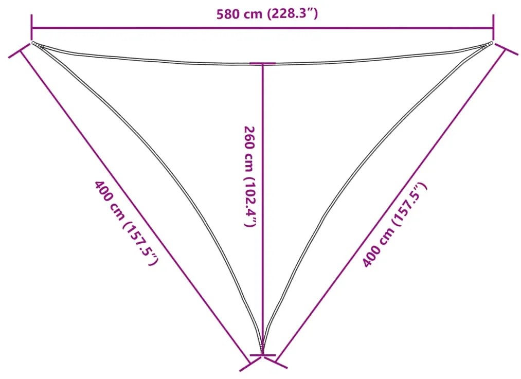 Para-sol estilo vela tecido oxford triangular 4x4x5,8 m branco