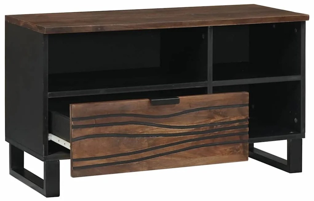 Armário de TV - 80x33,5x46 cm, Feito de Madeira Sólida e MDF.