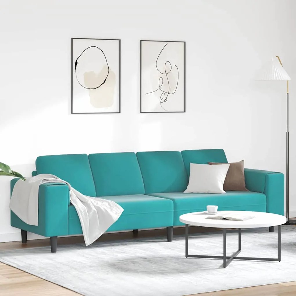 vidaXL Sofá de Sala de Estar Turquesa 250 x 188 x 76 cm
