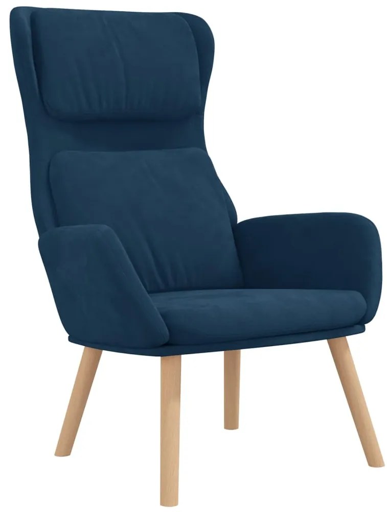 Cadeira de descanso com banco veludo azul