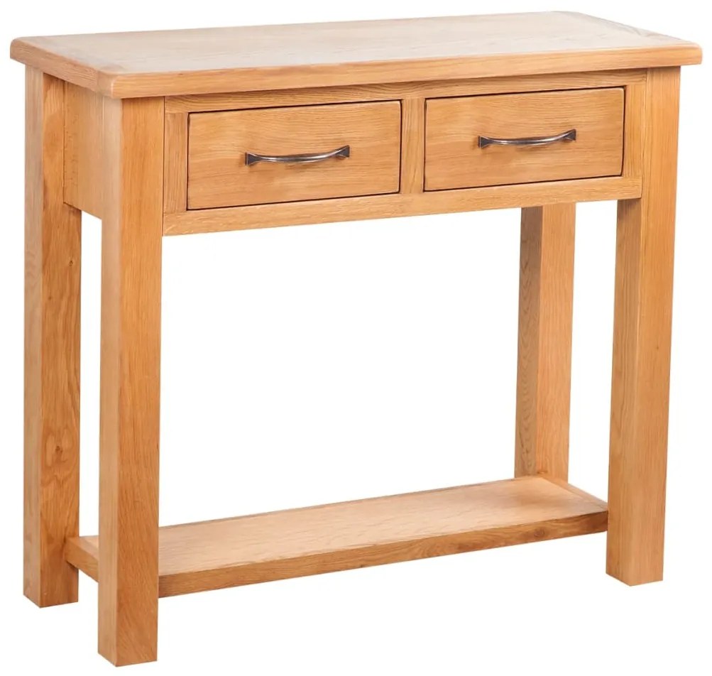 vidaXL Mesa consola com 2 gavetas 83x30x73 cm madeira carvalho maciça