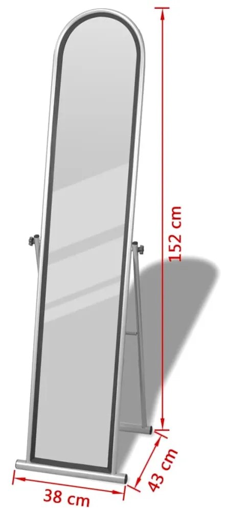 240580 Free Standing Floor Mirror Full Length Rectangular Grey