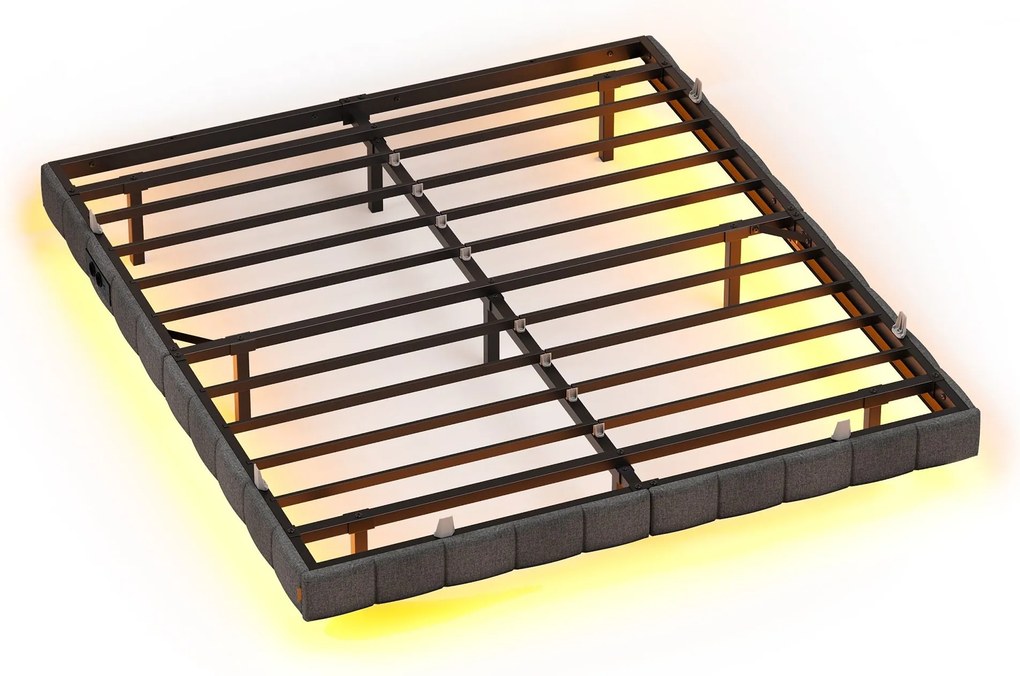 Estrutura de cama 180 x 200 cm, com iluminação LED, base de cama (COLCHÃO NÃO INCLUIDO) Cinza