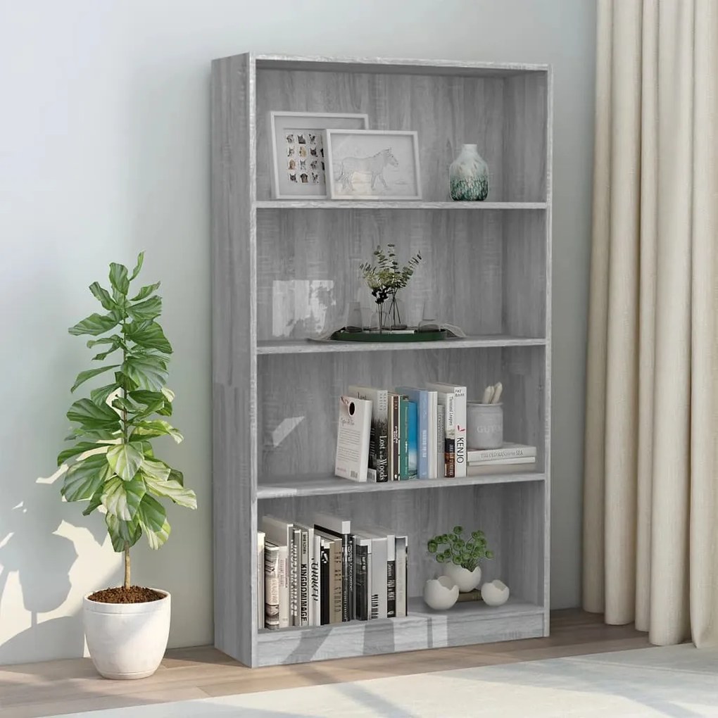 815391 vidaXL Estante 4 prateleiras 80x24x142 cm deriv. madeira cinza-cimento
