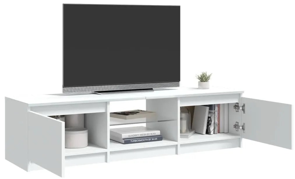 Móvel de TV Vinici com Luzes LED de 140cm - Branco - Design Moderno