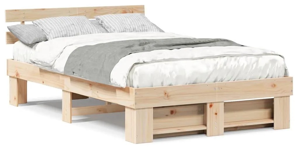 Estrutura da Cama com cabeceira Castanho 140 x 190 cm