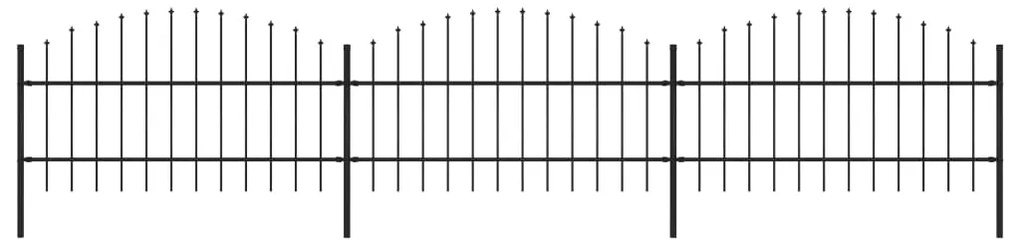 Cerca de jardim com topo em lanças (0,75-1)x5,1 m aço preto